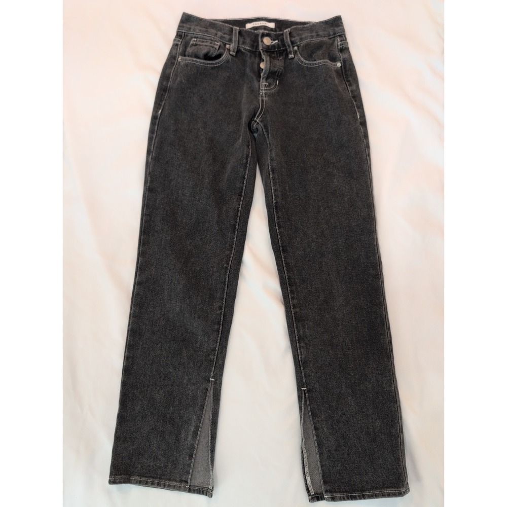 Pacsun Low Rise Straight Jeans Women's Size 23 Faded Black w/Slits Bottom of Leg